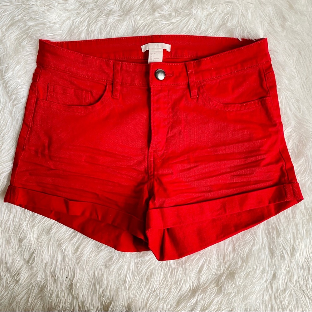 H&M Red High Waisted Shorts